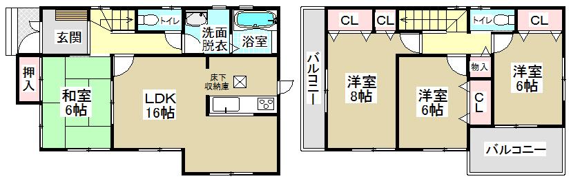 Floor plan. 39,900,000 yen, 4LDK, Land area 185.27 sq m , Building area 98.82 sq m