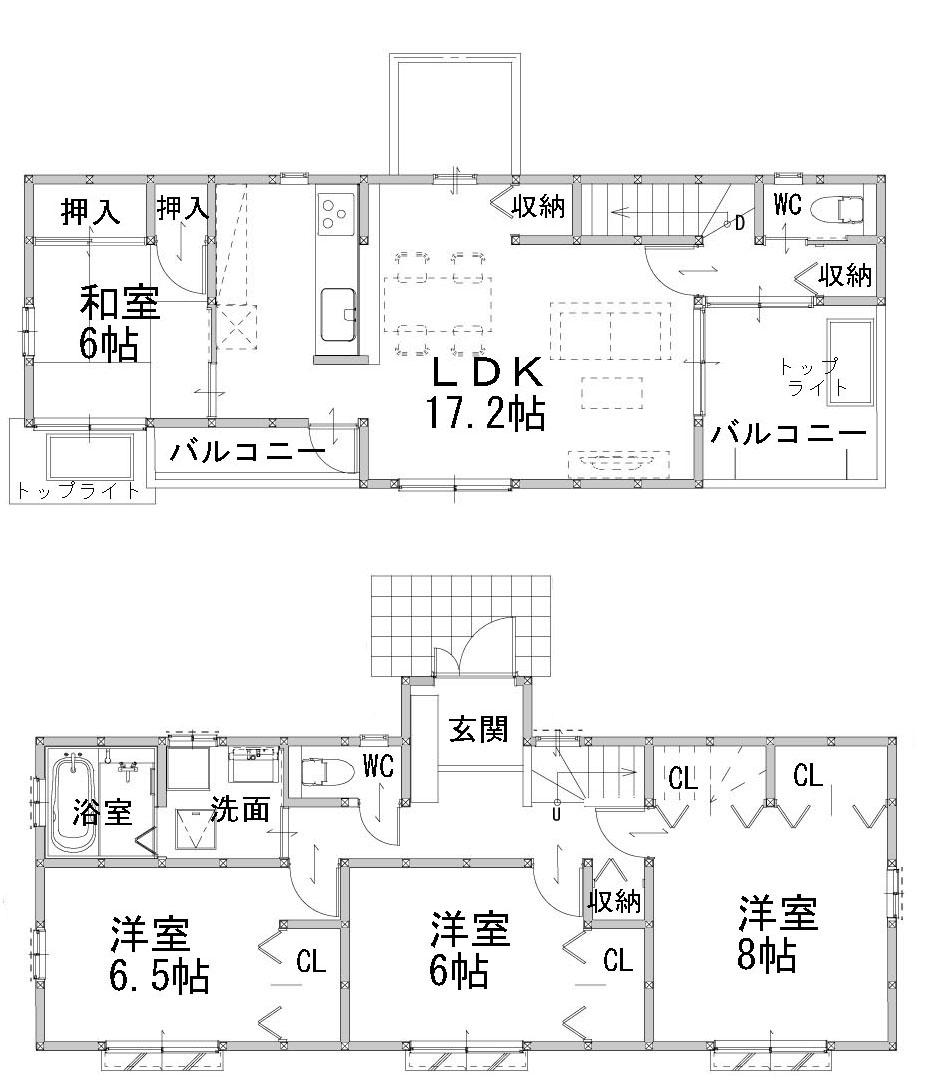 Floor plan. (South Building), Price 37.5 million yen, 4LDK, Land area 124.85 sq m , Building area 105.59 sq m