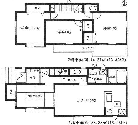 Floor plan. (D Building), Price 34,800,000 yen, 4LDK, Land area 120.99 sq m , Building area 98.14 sq m