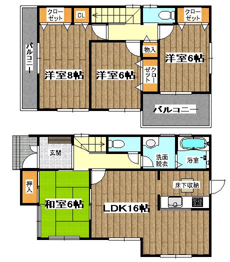 Floor plan. (No. 1 point), Price 39,900,000 yen, 4LDK, Land area 185.27 sq m , Building area 98.82 sq m