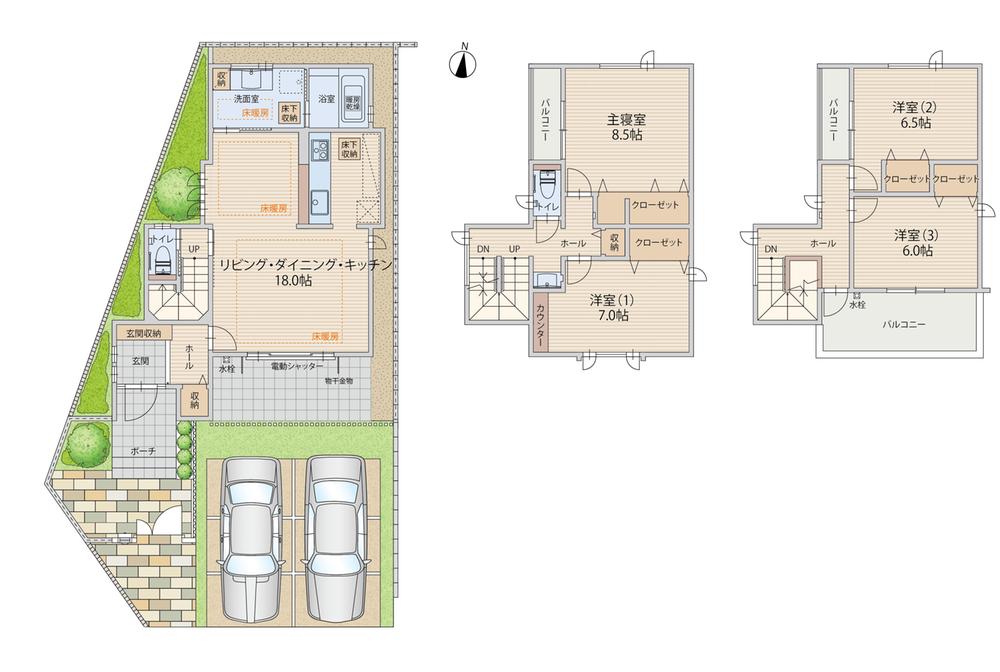 Floor plan. (B Building), Price 62,800,000 yen, 4LDK, Land area 130.87 sq m , Building area 122.93 sq m