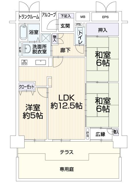 Floor plan. 3LDK, Price 15.8 million yen, Occupied area 76.35 sq m