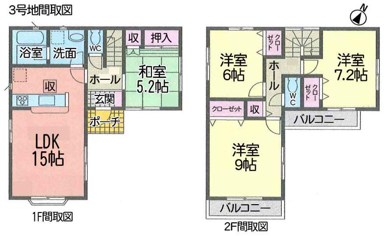 Floor plan. 33,900,000 yen, 4LDK, Land area 136.33 sq m , Building area 97.6 sq m