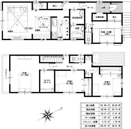 Building plan example (floor plan). Building plan example Building price 15,110,000 yen Building area 131.69 sq m