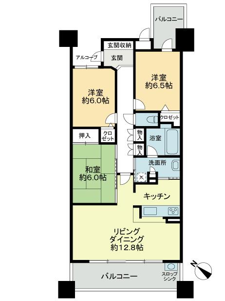 Floor plan. 3LDK, Price 22,800,000 yen, Occupied area 81.03 sq m , Balcony area 15.99 sq m floor plan