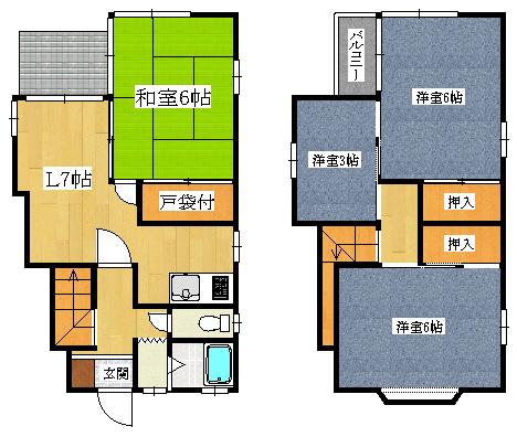 Floor plan. 12.8 million yen, 3LDK + S (storeroom), Land area 66.79 sq m , Building area 69.86 sq m