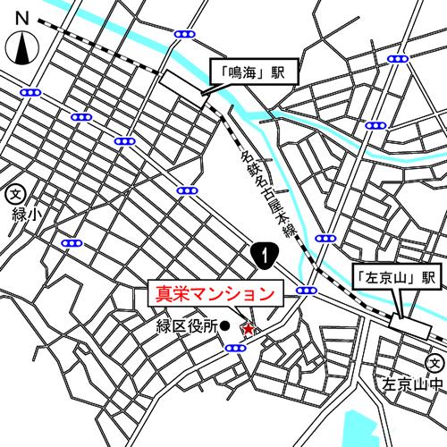 Local guide map. Nagoya City Midori-ku Aoyama 2-chome 13 address