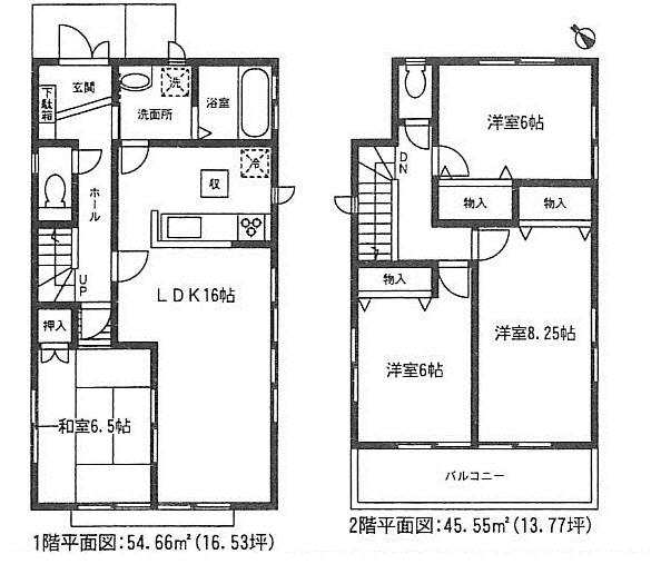 Floor plan. (1 Building), Price 38,800,000 yen, 4LDK, Land area 120.49 sq m , Building area 100.21 sq m