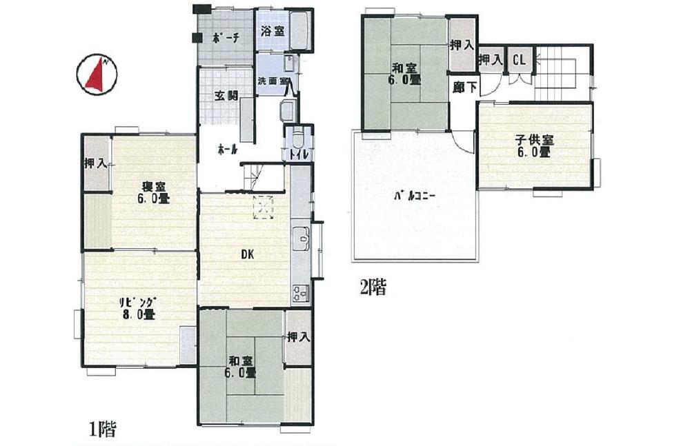 Floor plan. 22,400,000 yen, 4LDK, Land area 155.95 sq m , Building area 99.99 sq m