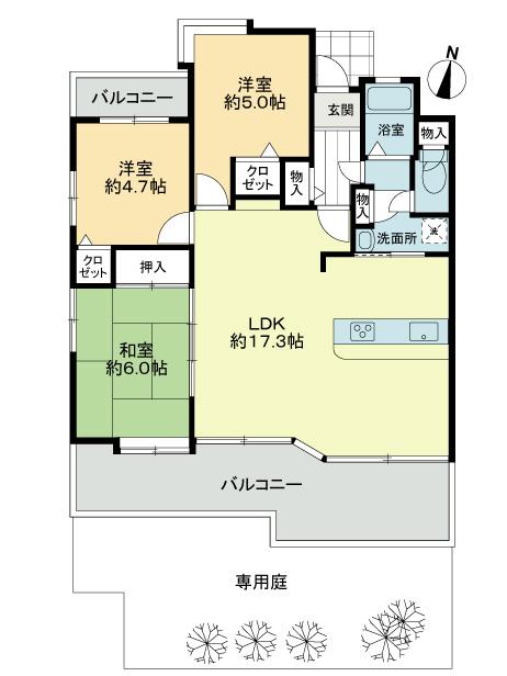 Floor plan. 3LDK, Price 12.8 million yen, Occupied area 69.99 sq m , Balcony area 11.51 sq m floor plan