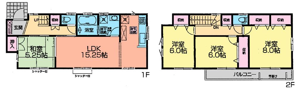 Floor plan. (3 Building), Price 34,500,000 yen, 4LDK, Land area 125.28 sq m , Building area 100.6 sq m