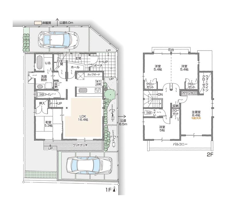 Floor plan. (B Building), Price 48,800,000 yen, 5LDK+2S, Land area 144.95 sq m , Building area 111.59 sq m
