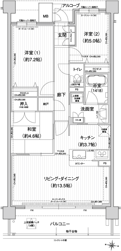 Floor: 3LDK, occupied area: 76.16 sq m, Price: 26.6 million yen