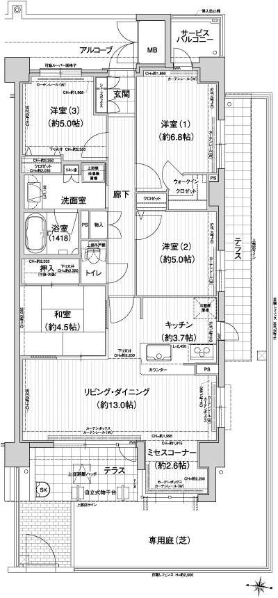 Floor: 4LDK, occupied area: 89.36 sq m, Price: 32.5 million yen