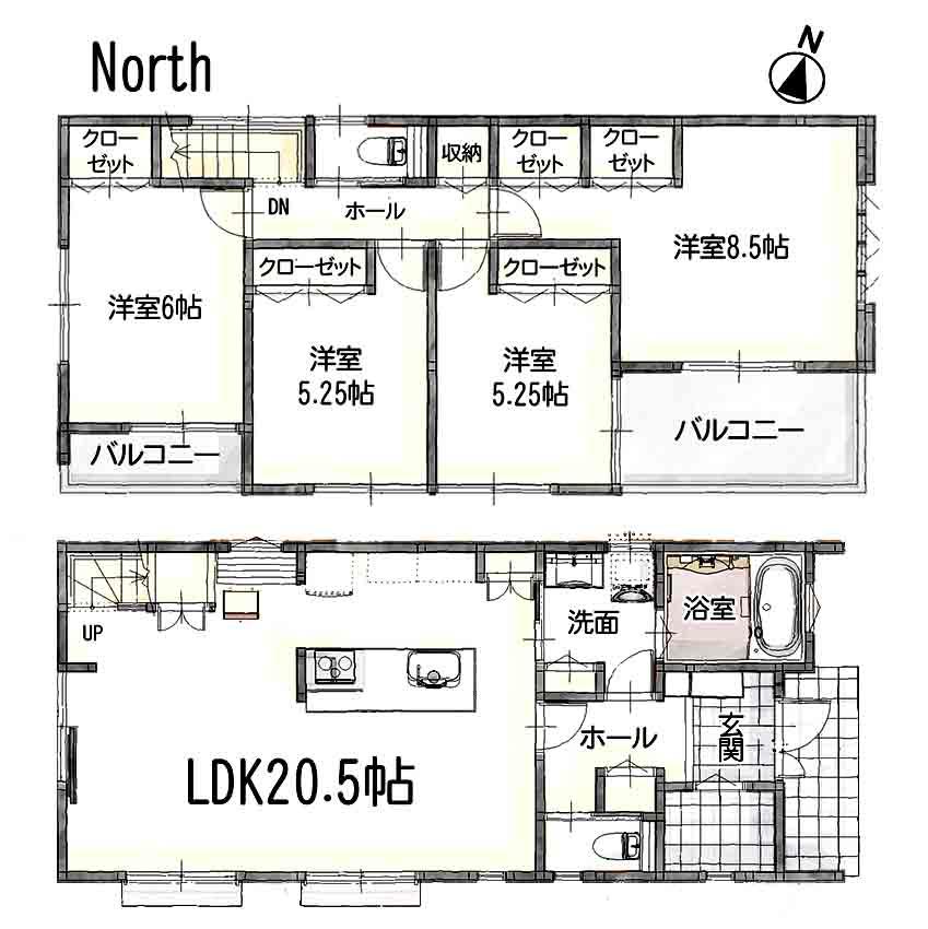 Floor plan. 43,800,000 yen, 4LDK, Land area 175.12 sq m , Building area 110.72 sq m LDK20.5 Pledge