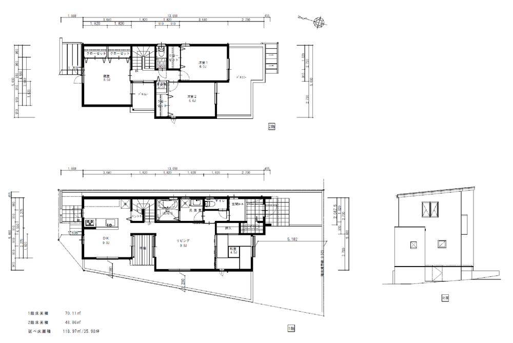 Building plan example (floor plan). Building plan example (A section) 4LDK, Land price 18,800,000 yen, Land area 150.63 sq m , Building price 19,800,000 yen, Building area 118.97 sq m
