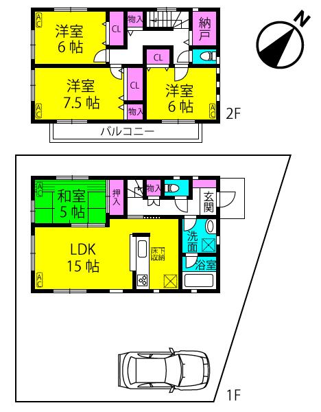 Floor plan. 30,900,000 yen, 4LDK + S (storeroom), Land area 146.66 sq m , Building area 97.2 sq m