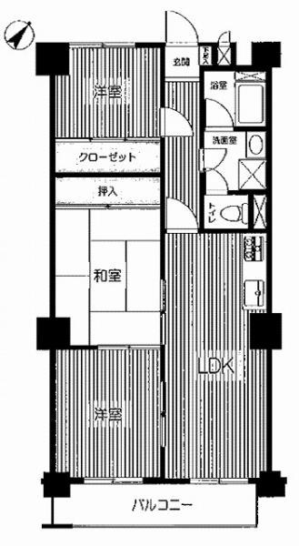 Floor plan. 3LDK, Price 9.8 million yen, Occupied area 63.76 sq m , Balcony area 7.49 sq m