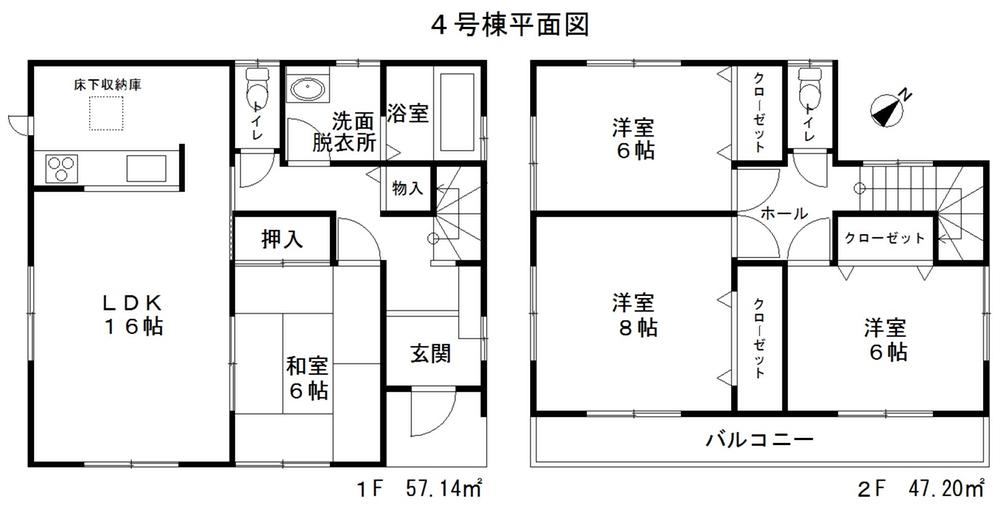 Floor plan. (4 Building), Price 31,800,000 yen, 4LDK, Land area 162.65 sq m , Building area 104.34 sq m