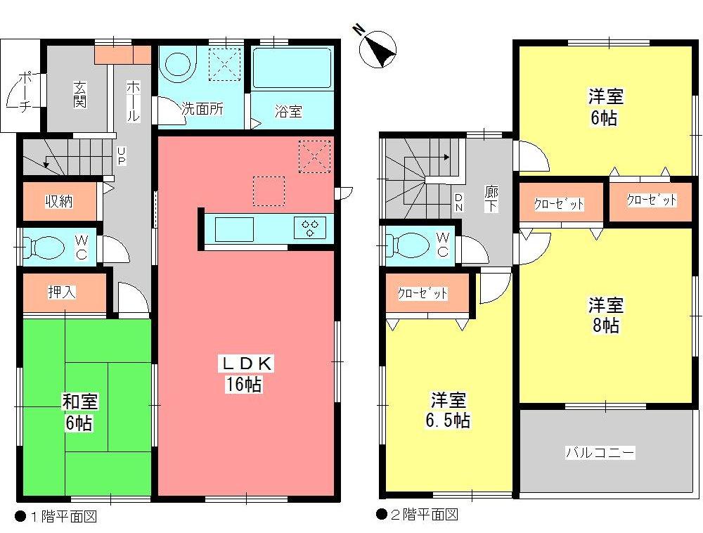 Floor plan. (1 Building), Price 36,800,000 yen, 4LDK, Land area 121.33 sq m , Building area 103.51 sq m