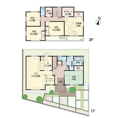 Floor plan. (18 Building), Price 43,500,000 yen, 5LDK+2S, Land area 140.29 sq m , Building area 121.73 sq m