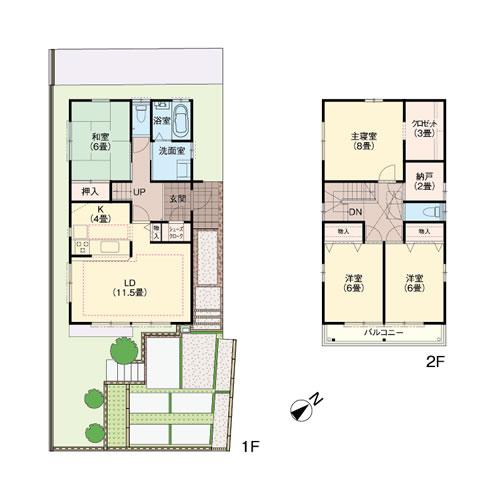 Floor plan. (Building 2), Price 37 million yen, 4LDK+2S, Land area 143.13 sq m , Building area 109.32 sq m
