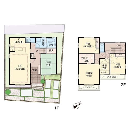 Floor plan. (3 Building), Price 38,800,000 yen, 4LDK+2S, Land area 135.09 sq m , Building area 113.45 sq m