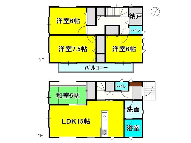Floor plan. 30,900,000 yen, 4LDK+S, Land area 146.66 sq m , Building area 97.2 sq m floor plan