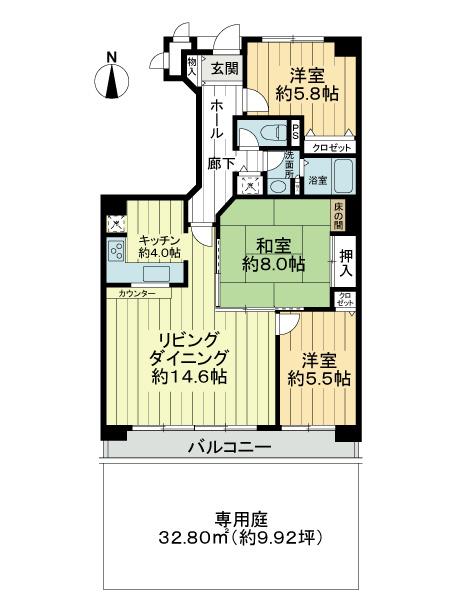 Floor plan. 3LDK, Price 15.5 million yen, Occupied area 84.83 sq m , Balcony area 11.2 sq m floor plan