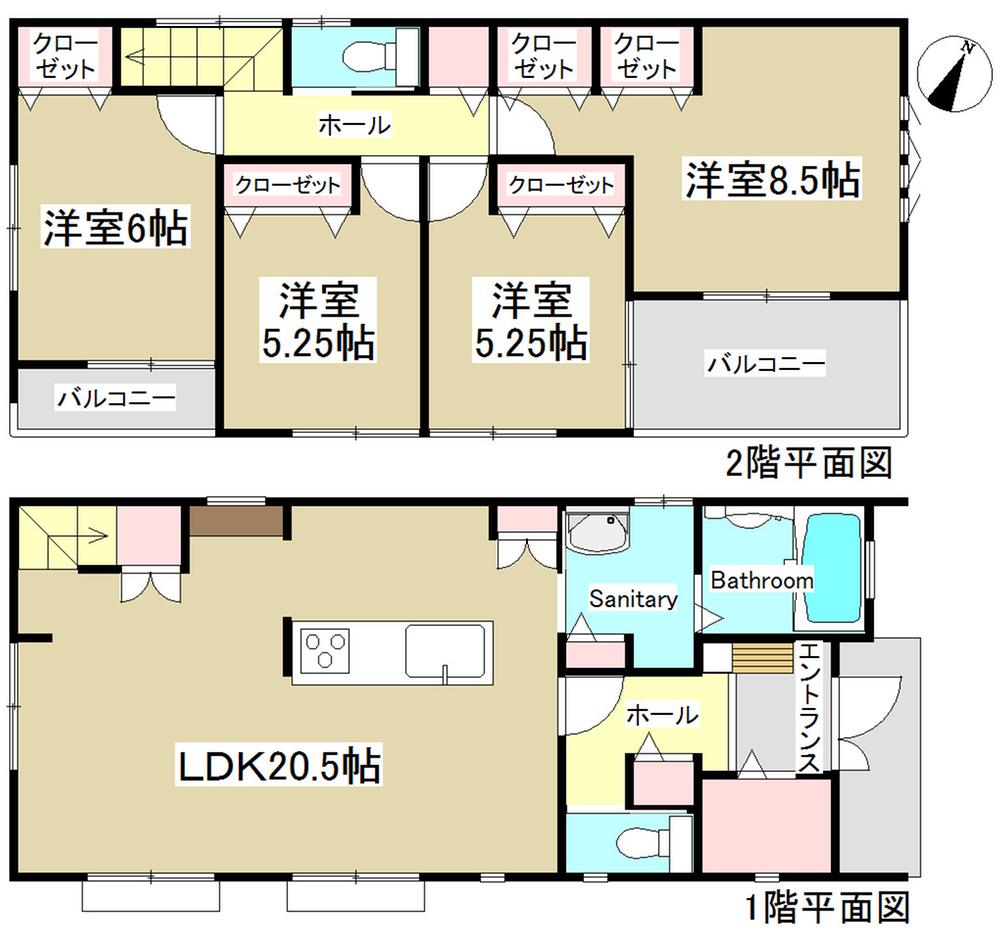Floor plan. (North Building), Price 43,800,000 yen, 4LDK, Land area 175.12 sq m , Building area 110.72 sq m