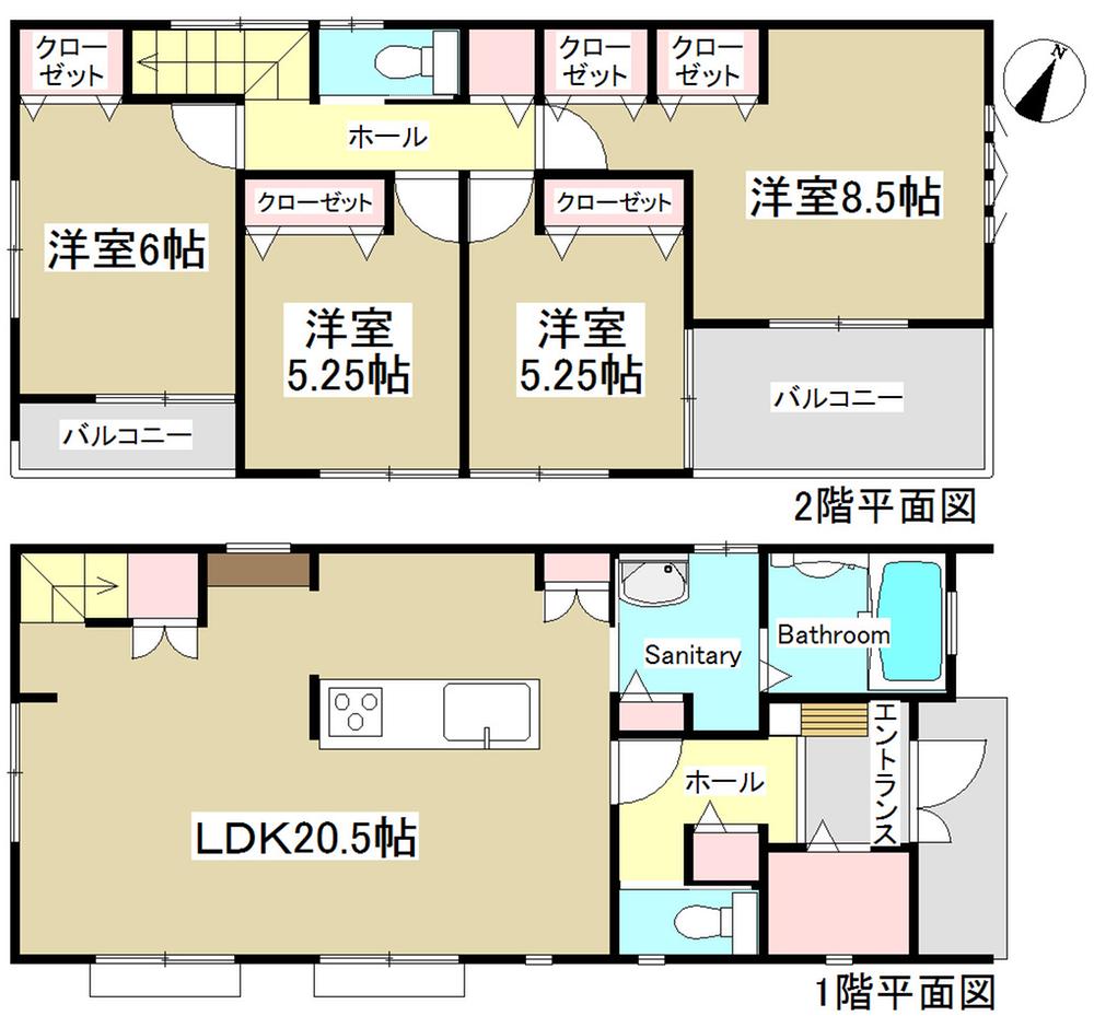 Floor plan. (North Building), Price 43,800,000 yen, 4LDK, Land area 175.12 sq m , Building area 110.72 sq m