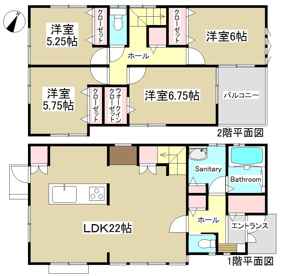 Floor plan. (South Building), Price 44,800,000 yen, 4LDK, Land area 175.13 sq m , Building area 110.71 sq m