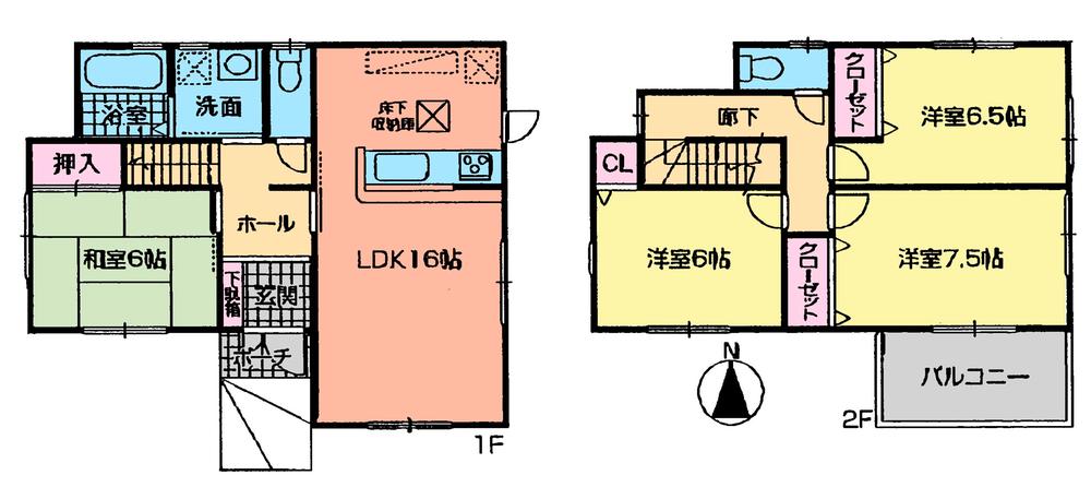 Floor plan. (1 Building), Price 38,900,000 yen, 4LDK, Land area 137.87 sq m , Building area 98.82 sq m