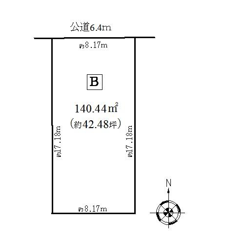 Compartment figure. Land price 21,190,000 yen, Land area 140.44 sq m B compartment