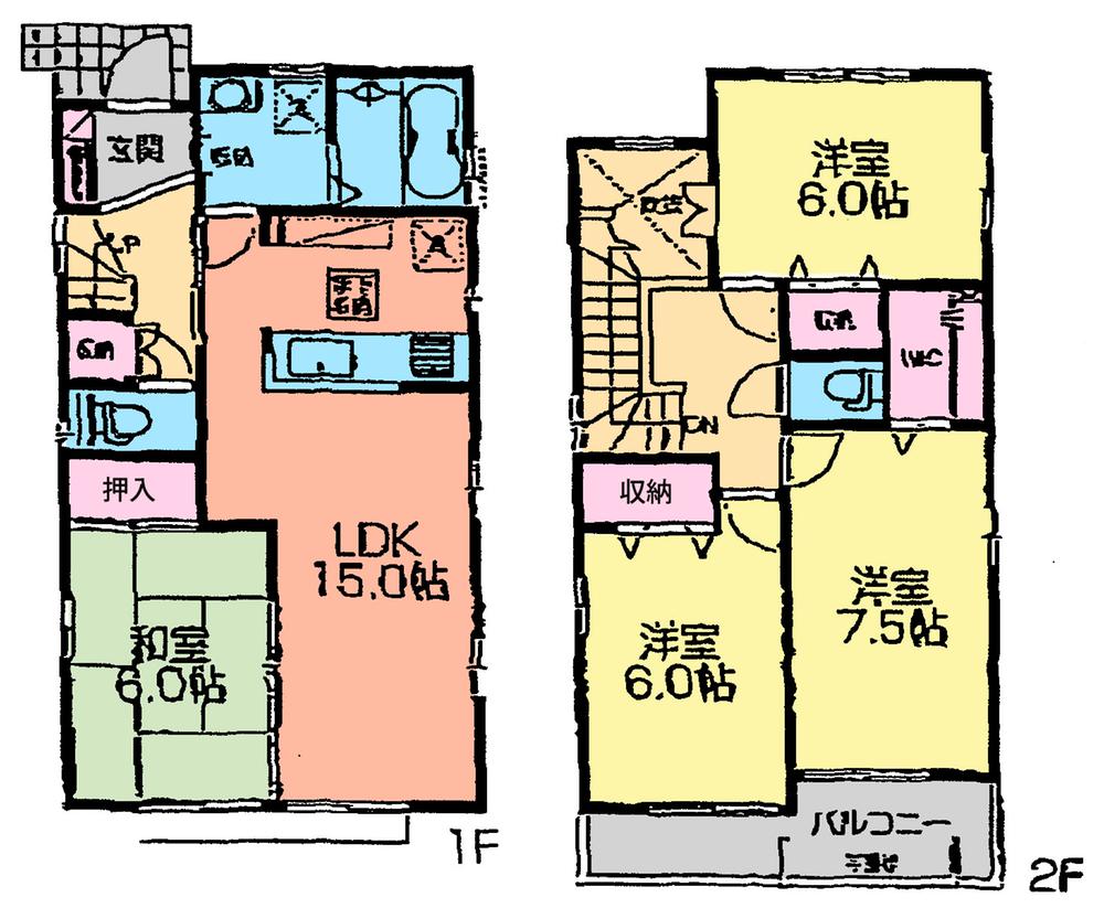 Floor plan. (3 Building), Price 34,800,000 yen, 4LDK, Land area 130.41 sq m , Building area 97.92 sq m