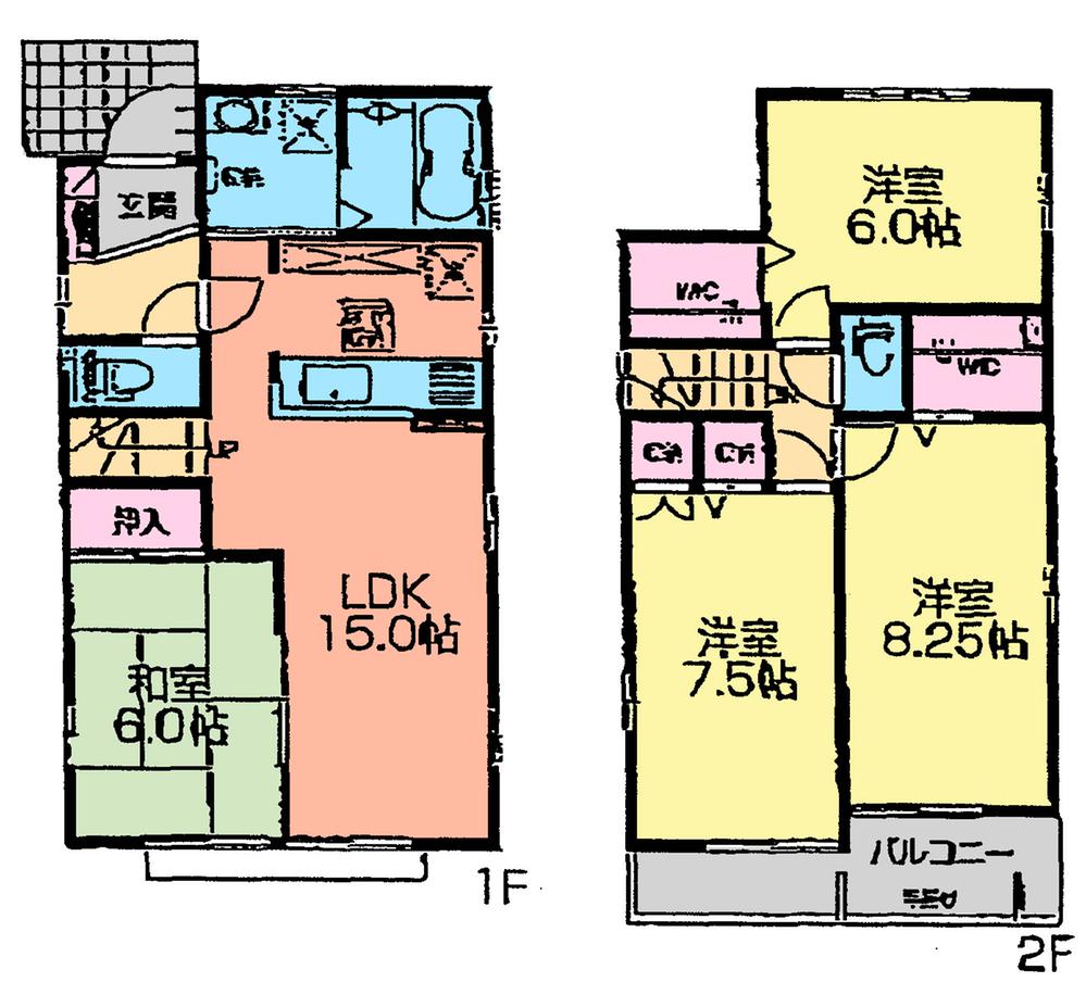 Floor plan. (6 Building), Price 34,300,000 yen, 4LDK, Land area 130.42 sq m , Building area 98.12 sq m