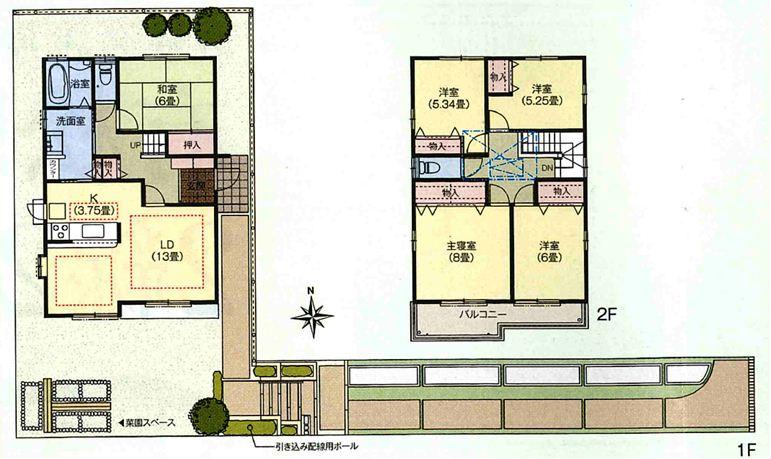 Floor plan. 33 million yen, 5LDK, Land area 195.76 sq m , Building area 117.16 sq m