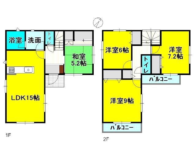 Floor plan. 33,900,000 yen, 4LDK, Land area 136.33 sq m , Building area 97.6 sq m floor plan