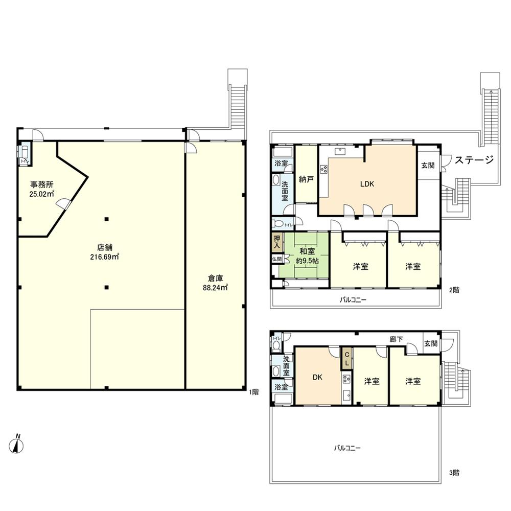 Floor plan. 125 million yen, 5LDDKK, Land area 511.55 sq m , Building area 554.43 sq m