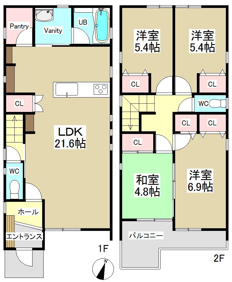 Floor plan. 38,880,000 yen, 4LDK, Land area 127.7 sq m , Building area 105.56 sq m