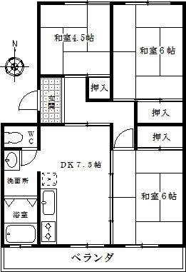 Floor plan. 3DK, Price 4.8 million yen, Occupied area 51.63 sq m , Balcony area 8.19 sq m
