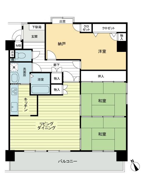 Floor plan. 3LDK, Price 14.8 million yen, Occupied area 88.15 sq m , Balcony area 13.2 sq m floor plan