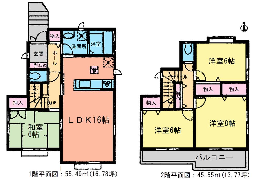 Floor plan. (Building 2), Price 38,300,000 yen, 4LDK, Land area 143.42 sq m , Building area 101.04 sq m
