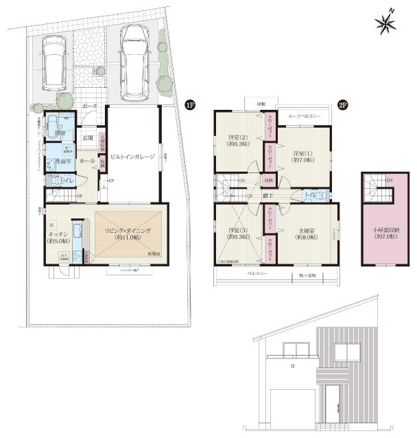 Floor plan. No.4 Built-in garage (image)