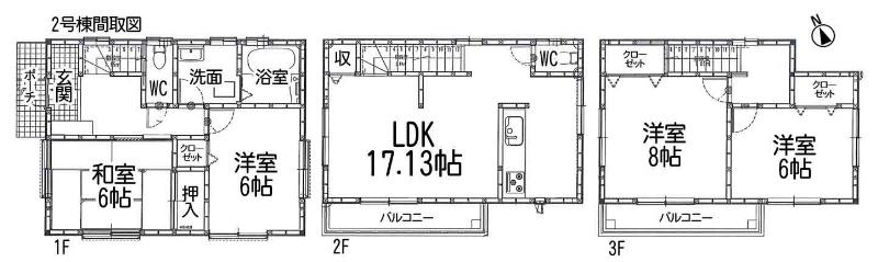Floor plan. 31,800,000 yen, 4LDK, Land area 96.34 sq m , Building area 104.34 sq m