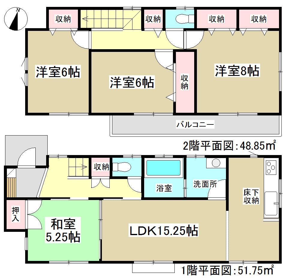 Floor plan. (3 Building), Price 34,500,000 yen, 4LDK, Land area 125.28 sq m , Building area 100.6 sq m