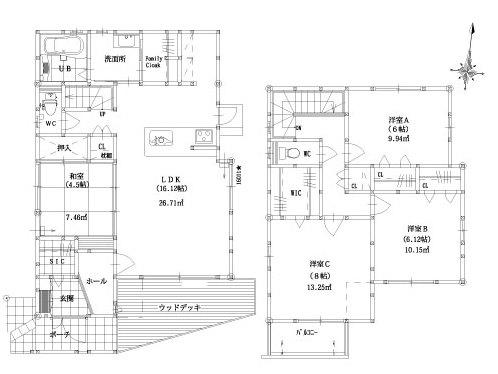 Floor plan. 41,200,000 yen, 4LDK + S (storeroom), Land area 165.3 sq m , Building area 110.97 sq m plan