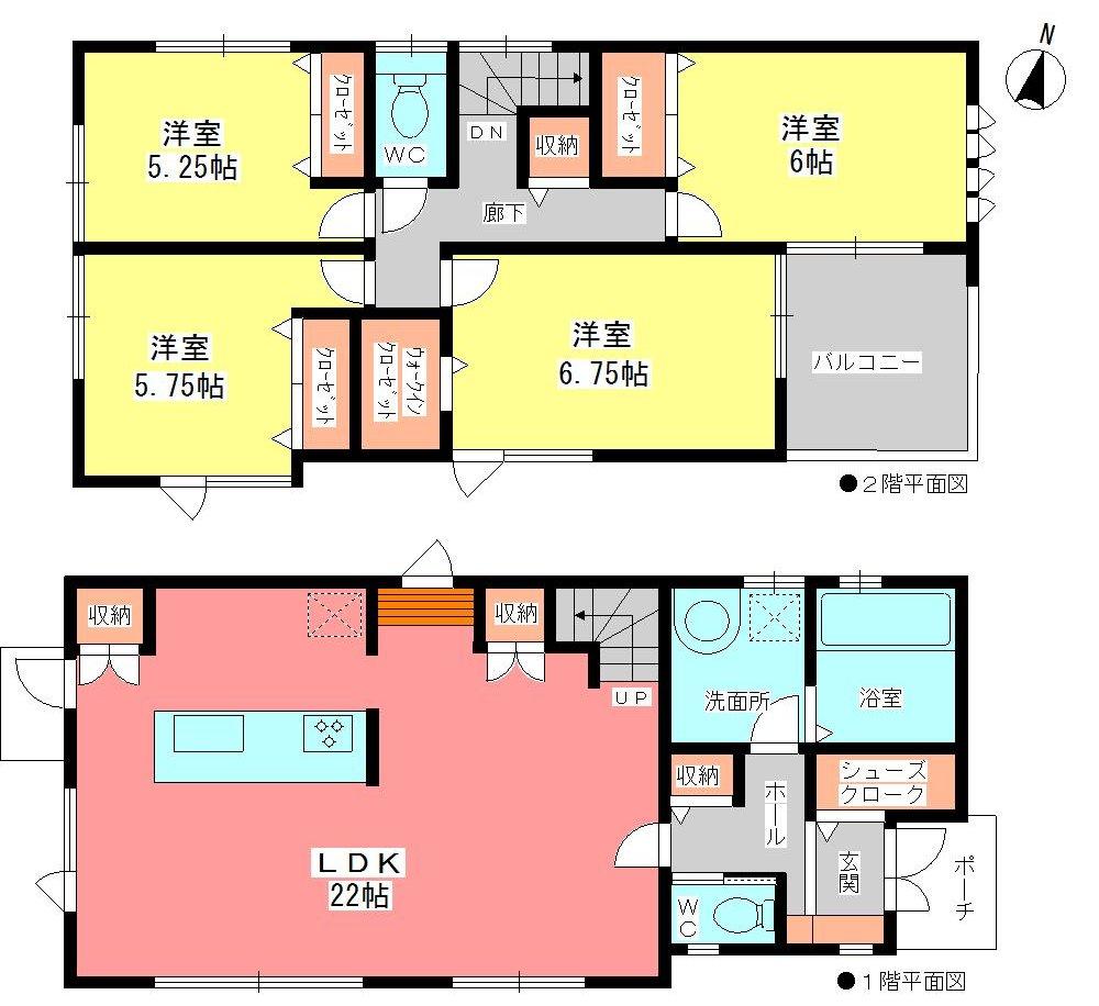 Floor plan. (South Building), Price 44,800,000 yen, 4LDK, Land area 175.12 sq m , Building area 110.71 sq m