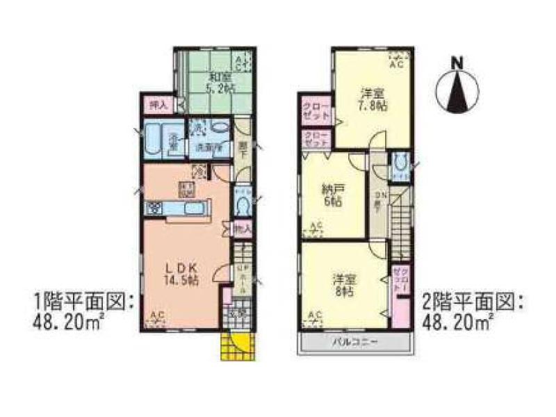 Floor plan. (Building 2), Price 27,900,000 yen, 3LDK+S, Land area 114.58 sq m , Building area 96.4 sq m