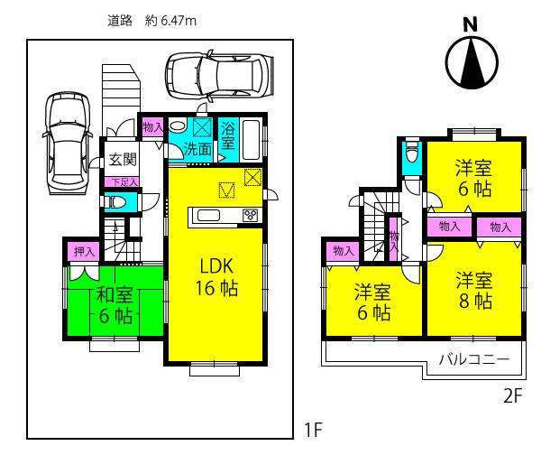 Floor plan. 38,300,000 yen, 4LDK, Land area 143.42 sq m , Building area 101.64 sq m